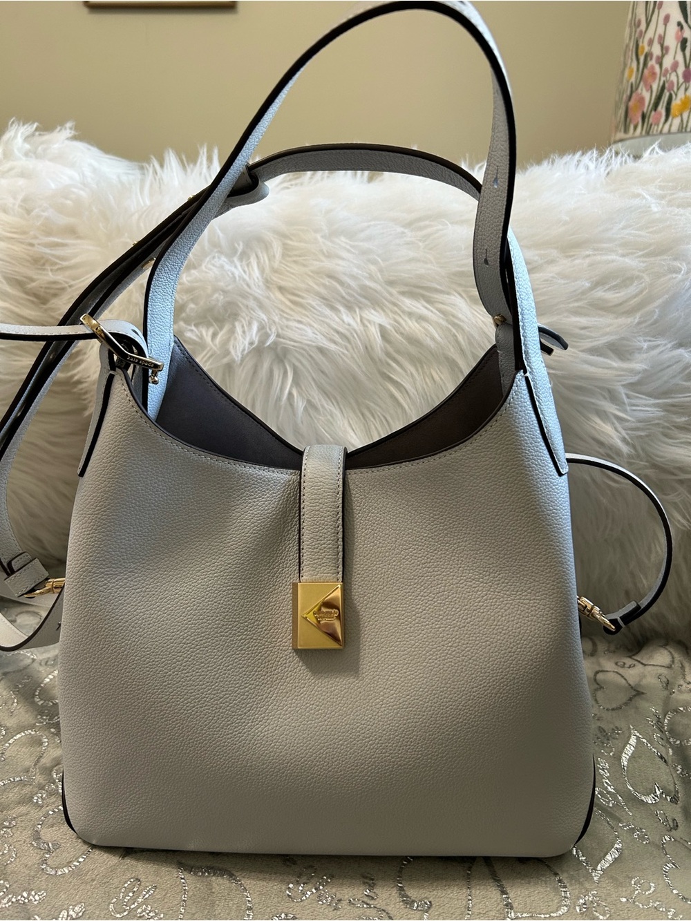 NWT Kate Spade, Medium, Blue Clay, New York Deco Crossbody Tote